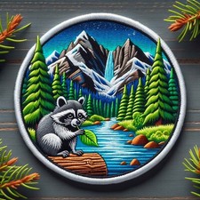 Raccoon Patch Iron-on Applique Clothing Vest Jacket, Wild Animal Badge Nature