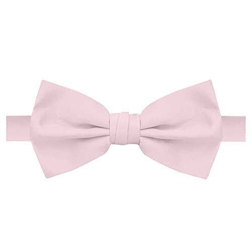 Men's Pretied Banded Adjustable Solid Color Bowtie Bridal Pink - Picture 1 of 4