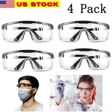 4 pcs Safety Goggles Glasses Anti Fog Lens Clear Chemical Work Lab Protective