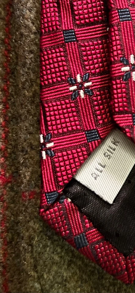 EMBASSY ROW HOMBRE CORBATA HECHA A MANO ROPA PARA EL CUELLO 100% SEDA ROJO/MULTI Foto 2 de 4