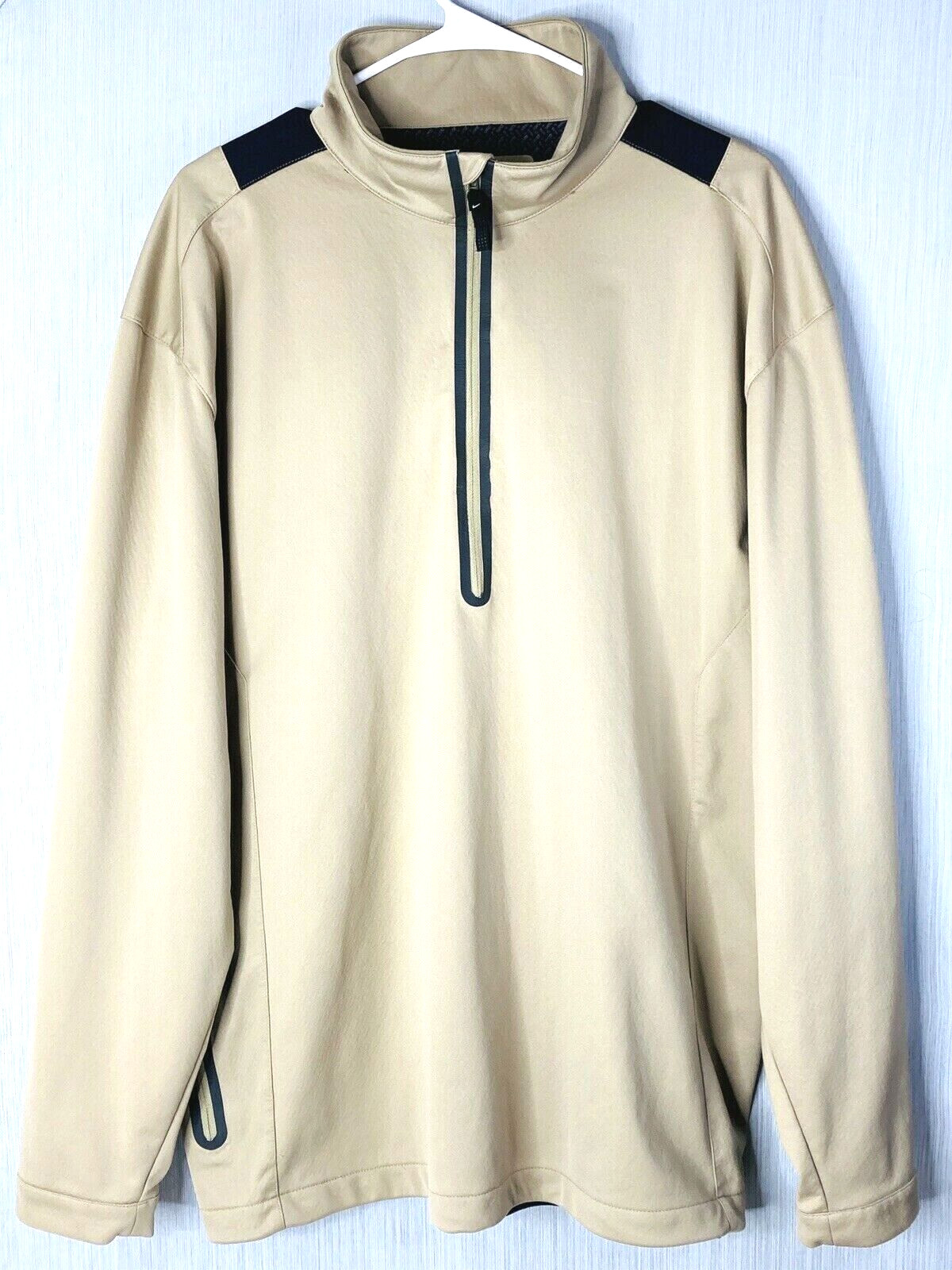 Nike Golf Collared Pullover Polyester Beige Black… - image 1