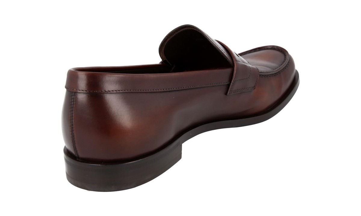 PRADA Leather Penny Loafer Dress Shoes - Brown - NEW - UK 9.5 US 10.5 PRADA Leather Sole Penny Loafer Dress Suit Shoes Brown NEW  main image 3