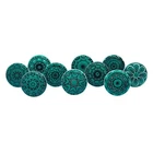 Vintage Printed Ceramic Knobs for Kitchen Cabinet & Drawer Pulls (Set of 10)