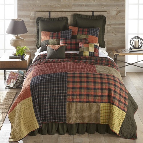 Donna Sharp King Bedding Set - 3 Piece - Woodland Square Cotton Lodge Quilt S... - Picture 5 of 6