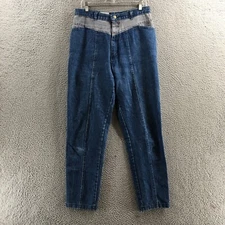 Venezia Tapered Jeans Womens 18 (Actual 32X29) Blue Denim High Rise Pleated Zip