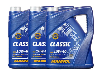 3x5=15 Liter MANNOL Classic 10W-40 Premium Motoröl MB RENAULT 10W40 VW 502 00