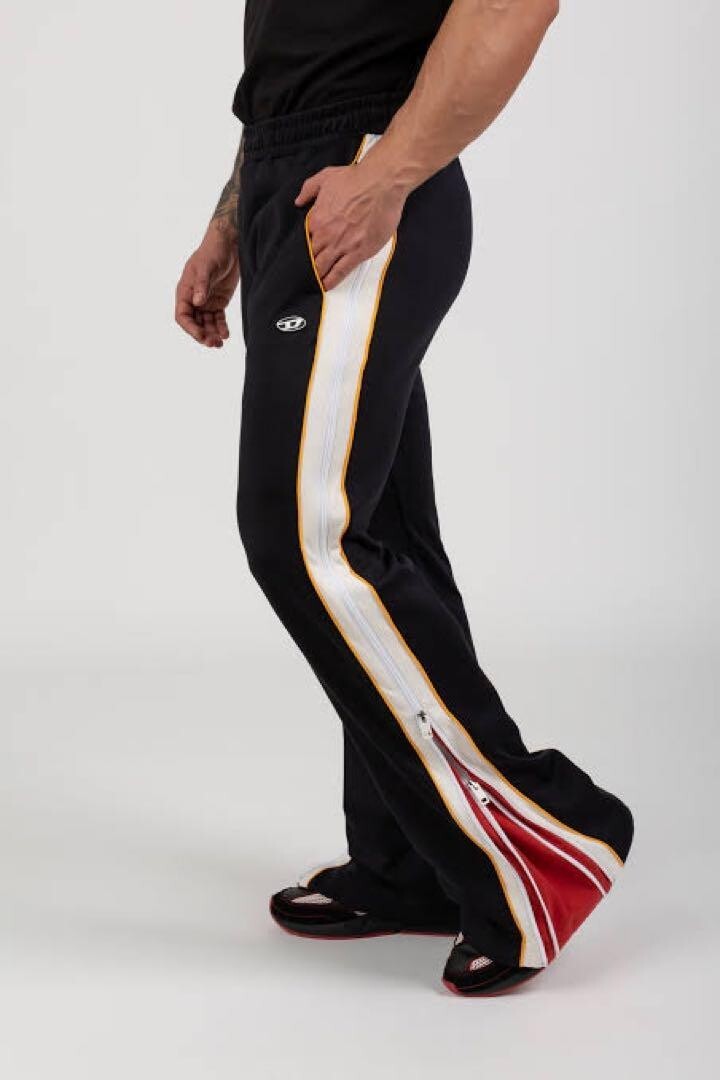 Diesel P-ZAMPOCK Black White Side Zip Straight Leg Joggers 
