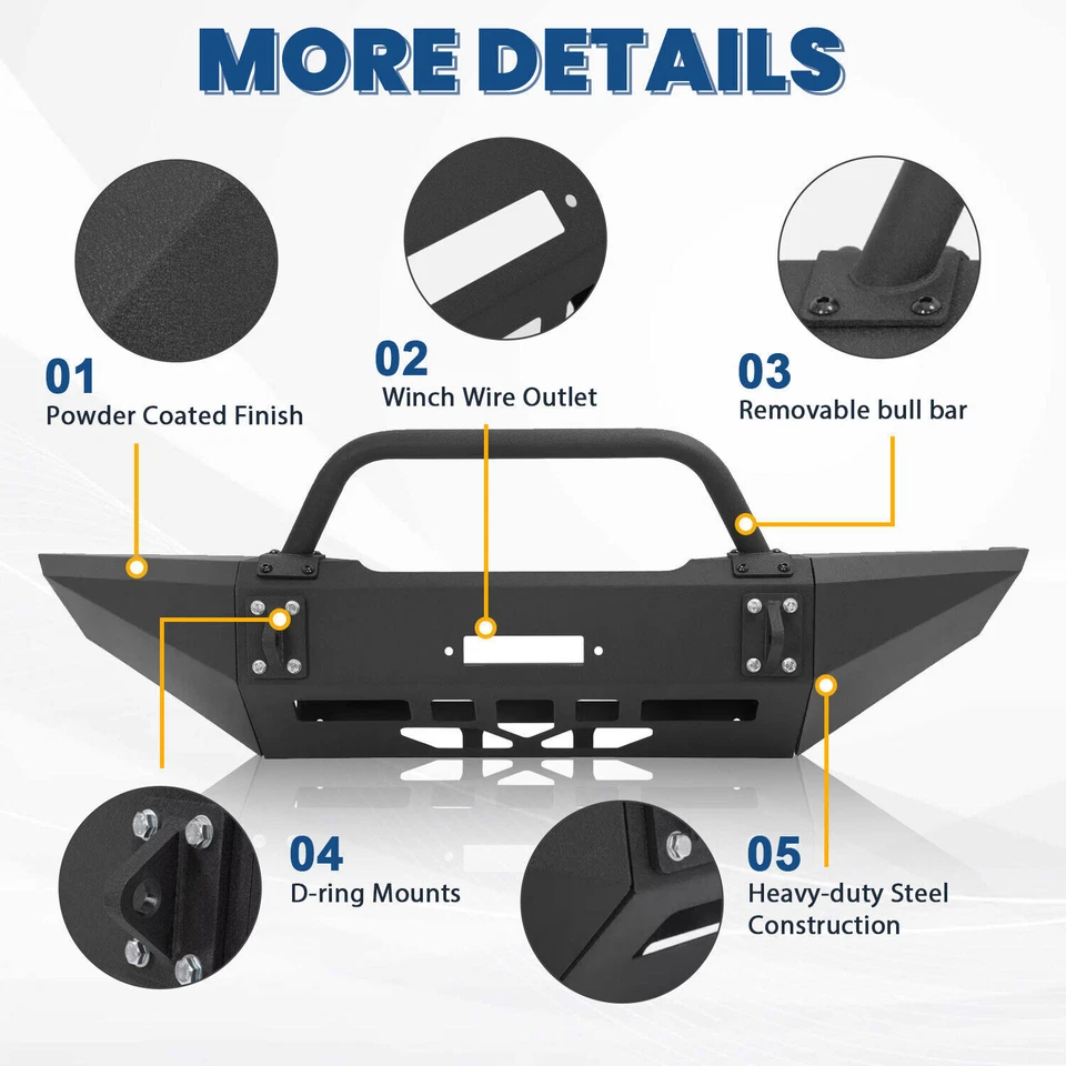 For Dodge Ram 1500 94-01 02 Steel Front Bumper Assembly W/Bull Bar Powder Coated Foto 2 de 4