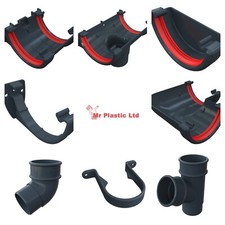 Freeflow 112mm Half Round Gutter & 68mm Round Pipe Fittings in Anthracite Grey