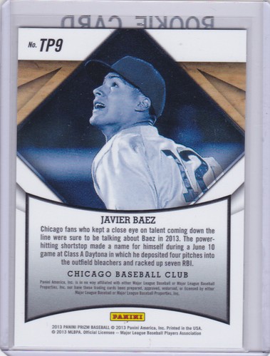 JAVIER BAEZ Top Prospects PRIZM ROOKIE CARD Chicago Cubs Baseball RC - Picture 2 of 2