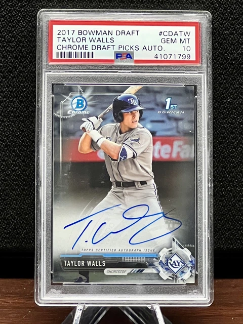 Taylor Walls 2017 1st Bowman Chrome Auto Rookie Card RC Rays PSA 💎 10 Low Pop!