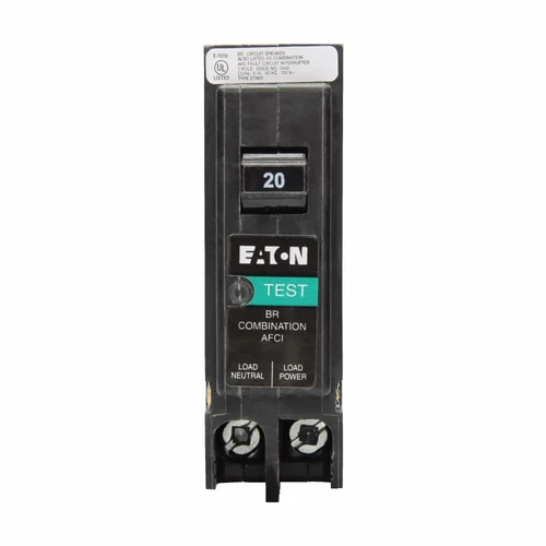 Eaton BRP120AF Arc Fault Breaker, Plug-On Neutral, 120V, 20A, 1-Pole