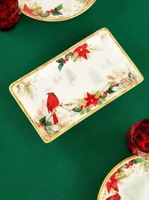 Red Cardinal Bird Ornamental Tray Holiday Collectable Vermont Country Store
