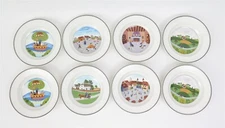 Villeroy & Boch DESIGN NAIF Set of 8 Rim Soup Bowls Featuring 6 Scences 8.5"d