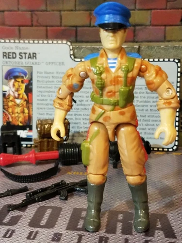 GI JOE ~ 1991 RED STAR ~ UNCRACKED ELBOWS ~ OKTOBER GUARD  ~100% cmp & FILE CARD