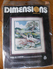 Vtg. New Dimensions Needlepoint Kit  "Geese in a Garden"  NIP  1987