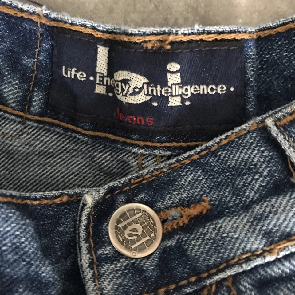 De colección Años 90 Y2K LEI Denim Jean Micro Mini Pantalones Cortos Juniors 1 W26 tiro medio Vaquera Foto 3 de 4