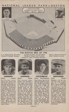 1940 Boston Braves Bees Altanta Al Lopez Team Profile MLB Baseball Page Photo