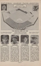 1940 Boston Braves Bees Altanta Al Lopez Team Profile MLB Baseball Page Photo