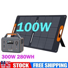 300W Portable Power Station Backup Battery Solar Generator with 100W Solar Panel