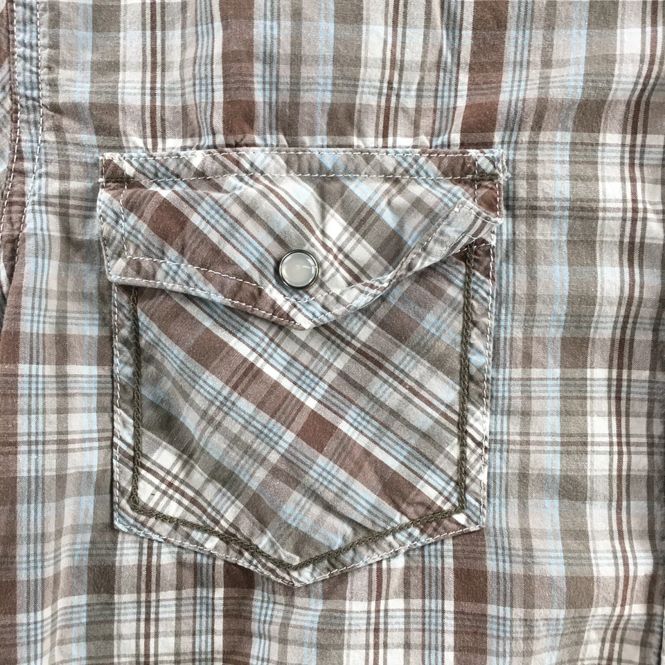 Camisa masculina Urban Pipeline botão para cima M multicolorida xadrez ocidental pérola encaixe algodão - Imagem 4 de 4