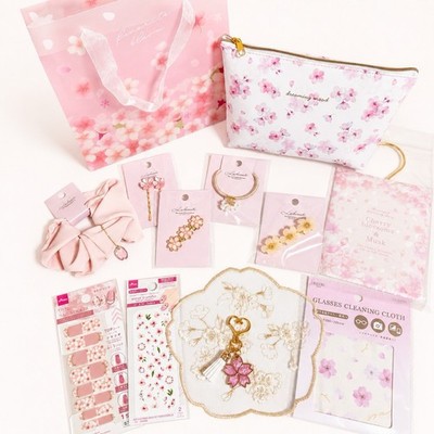 Sakura Cosmetic Pouch Gift Set Embroidered Lace Mat Cute Handmade Charm Keychain