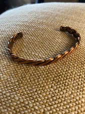 Vintage Artisan Heavy Solid Copper Wire Twist Cuff Bracelet