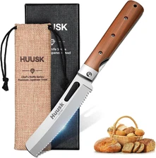 Folding Bread Knife for Homemade Bread, Portable Bread Knives with Wide Wavy Edg