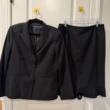 Evan Picone Pin Striped Blazer Jacket Skirt Set Office Sz 16