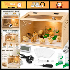 Wooden Brooder Box for Chicks 15.7"x12"x12" with 50W Heat Lamp - Poultry Care