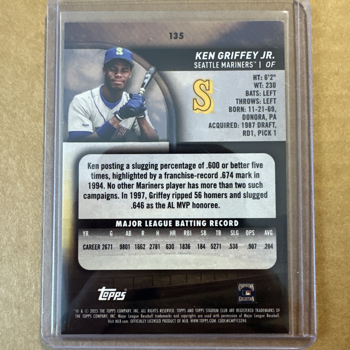 2025 Topps Stadium Club Baseball Lime Green # 135 Ken Griffey Jr