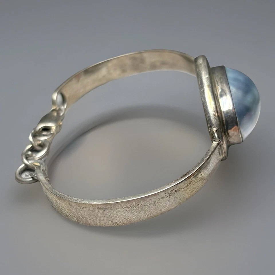 Pulsera vintage de plata de ley 925 perlas Mabe azules talla 7 38,22G Foto 4 de 4