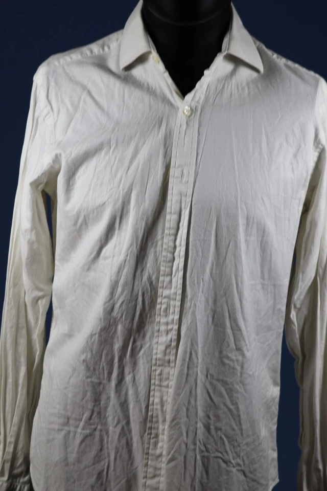 TM Lewin Men’s French Cuff Two‑Fold Cotton White Dress Shirt 14.5 33.5 85cm 40" - Image 2 of 4