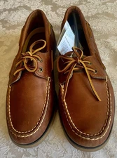 New Original Sperry Dark Tan Top-Siders in Box, Size 8 ½ W,