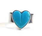 VTG Sterling Silver Turquoise Heart Ring Sz 7 Wide Band 7.84mm 0.23oz Signed EP