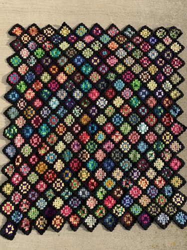 Beautiful Multi Color Granny Square Crochet Afghan Rosanne TV 60” X 50” Colorful