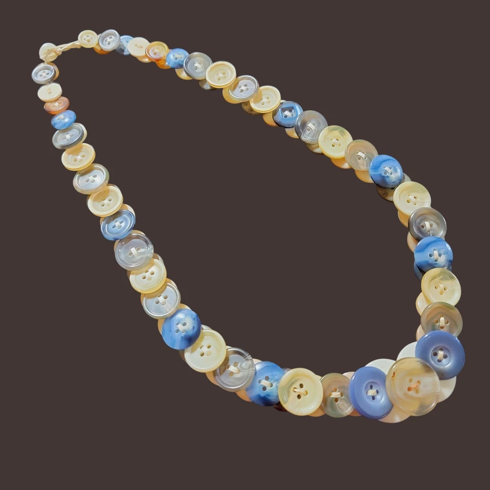 Vintage Buttons Double Side Handmade Statement Necklace OOAK - Image 4 of 4