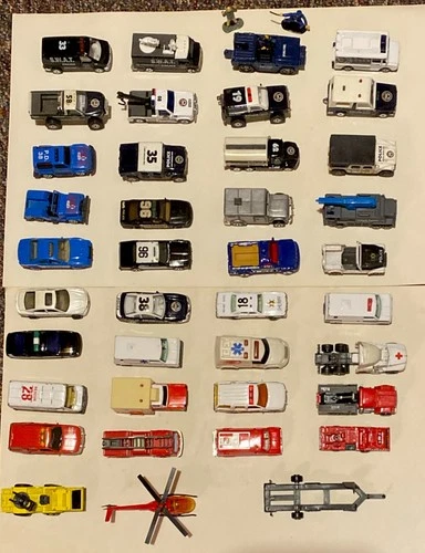 Huge Vintage Diecast Emergency Vehicle Lot - 35+ Pcs Police, Fire, SWAT, Rescue