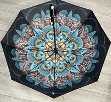 G4Free 42" Travel Umbrella UPF 50+ UV Protection Silver/Kaleidoscope Clean EUC