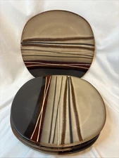SET OF 4 HOME TRENDS BAZAAR BROWN BURGUNDY 11” Dinner Plates