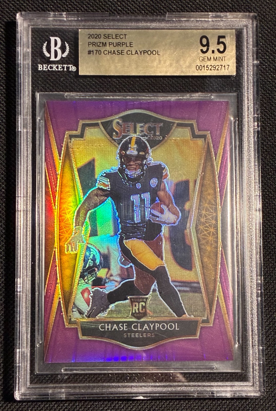 Chase Claypool Rookie 2020 Select Purple Prizm 20/75 #170 BGS 9.5 GEM MINT RC