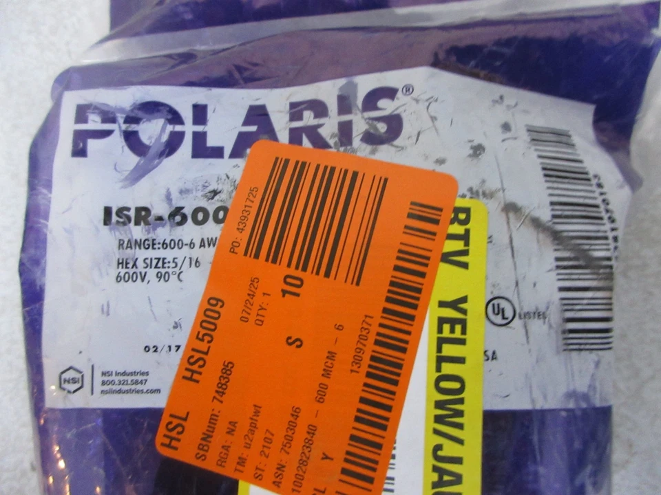 Polaris 600 MCM - 6 AWG Bagged Insulated In-Line Splice, Black - Image 2 of 3