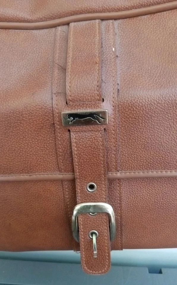 Винтажная наплечная сумка Jaguar ручная кладь коричневый Weekender путешествий JC пенни винил - Изображение 3 из 4