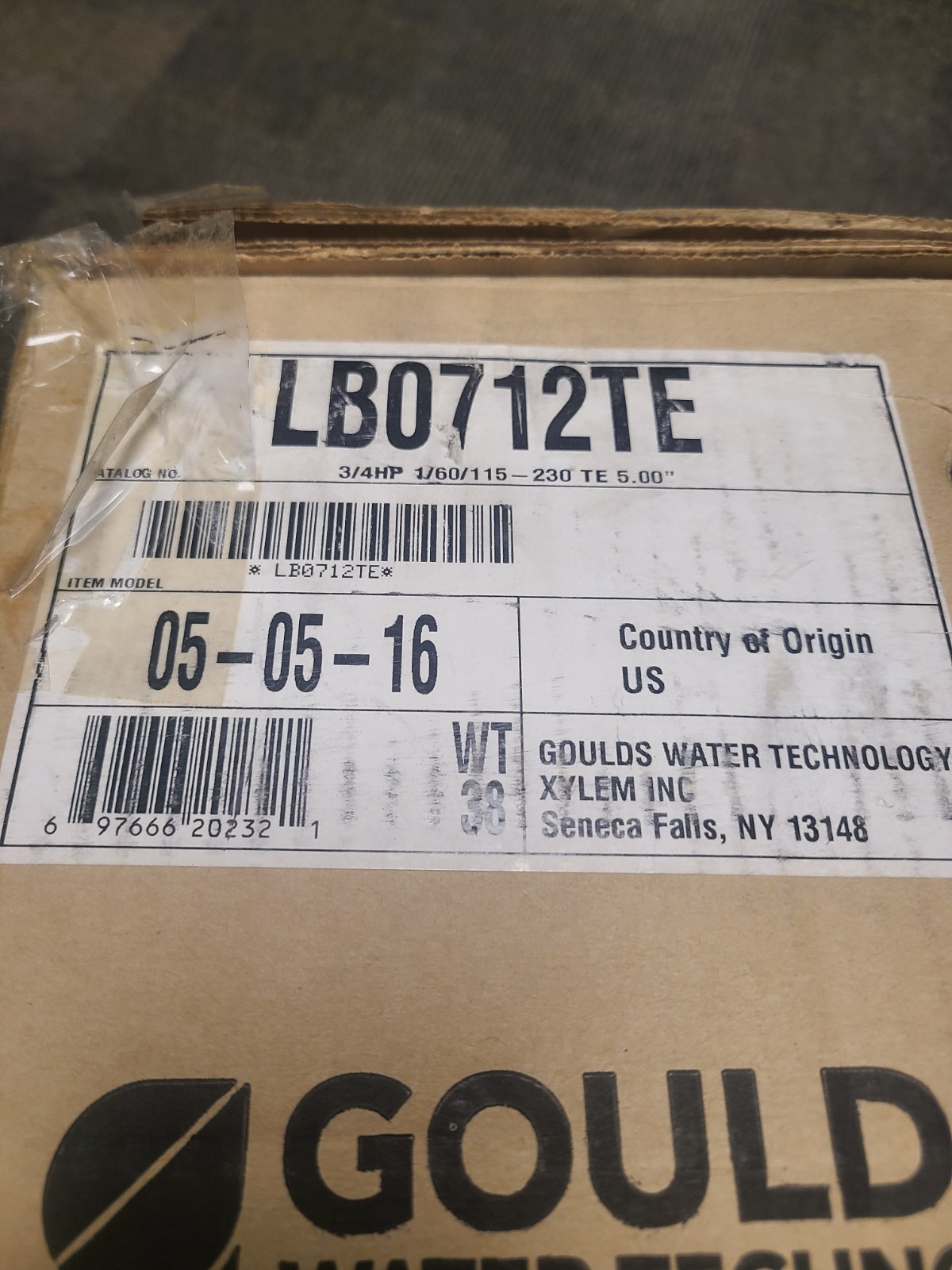 Goulds LB0712TE Booster Pump 3/4HP 115/230V 1PH Stainless Steel TEFC