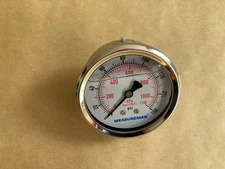 MEASUREMAN 2-1/2inch Dial Size, Oil Filled Pressure Gauge, 0-160psi/kpa, 304 ...