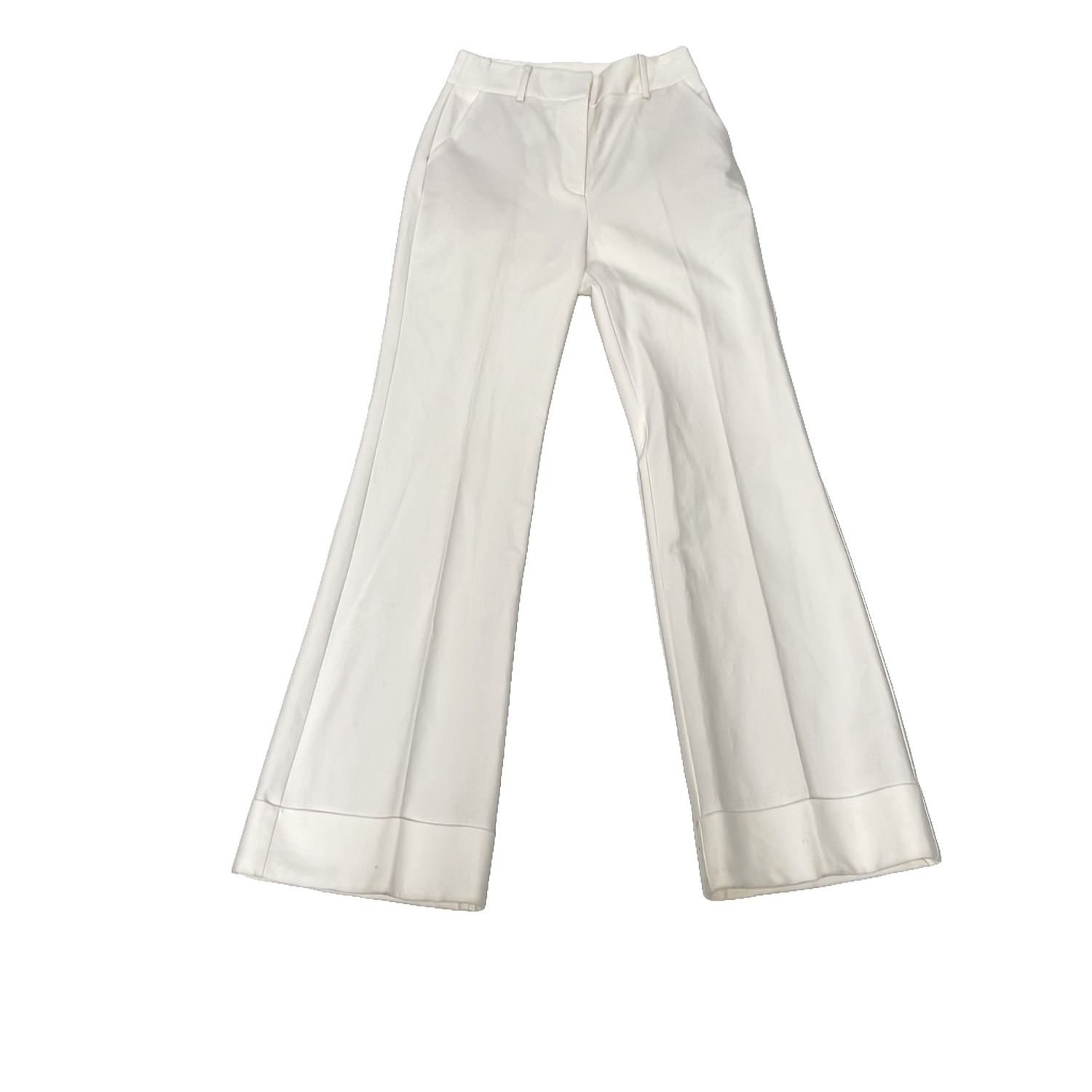 Pantalón Uterque Algodón Blanco S EUR 26 Pierna Ancha Acampanado Alto Tiro Nuevo