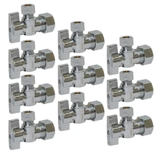 [10-Pack] Heavy Duty Angle Stop Valve 1/2" Nominal (5/8" OD) Compression x 3/...