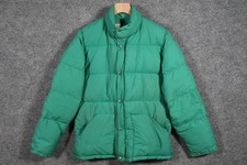 Vtg 70s High Adventure Green Puffer Jacket Men's L Snap Closure Down Insulated