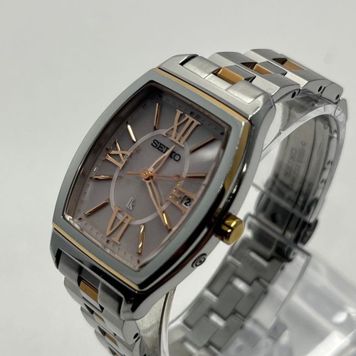 SEIKO Lukia 1B22-0AZ0 Radio Solar Ladies Tonneau Watch 27.1mm