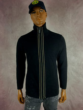 Carlo Colucci Vintage Black High Neck Knit Cardigan Zip Sweater Sweatshirt L 52